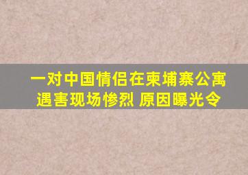 一对中国情侣在柬埔寨公寓遇害现场惨烈 原因曝光令